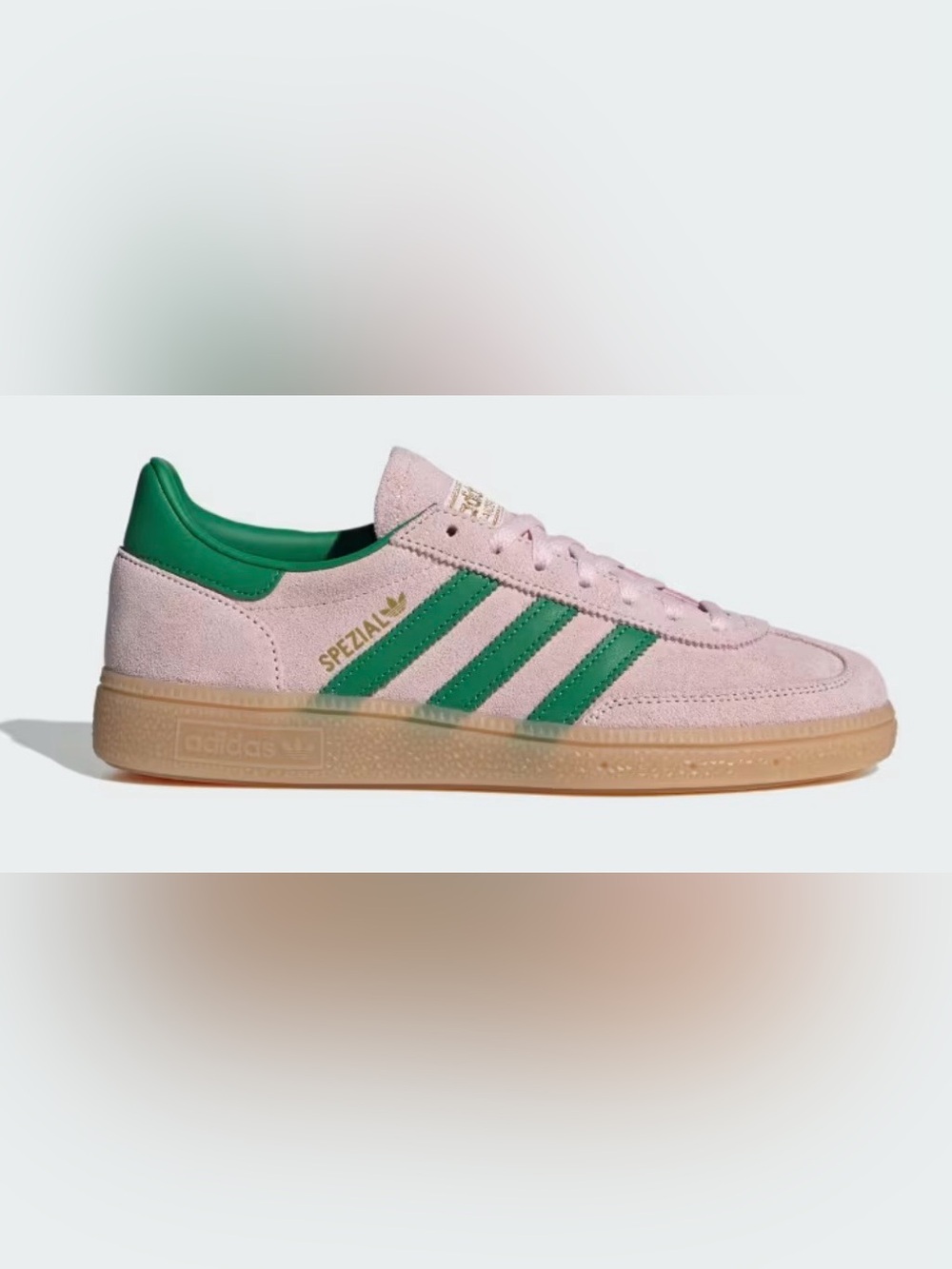 adidas Spezial Suede Sneaker in Pink & Green with Gum Sole